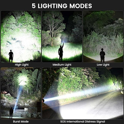 Rechargeable Flashlights High Lumens, 99,000 Lumens Super Bright Led Flashlights with 5 Modes & Waterproof, Powerful Handheld Flashlight for Camping Home (2 Pack)