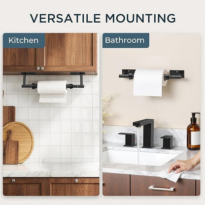FORIOUS Paper Towel Holder Under Cabinet, Single Hand Operable