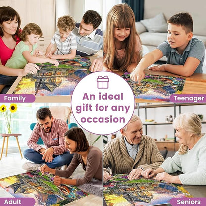 1000 Piece Puzzles for Adults, Autumn Landscape Jigsaw Puzzle, Villa and Dog Jigsaw Puzzles 1000 Pieces, Challenging Game Home Decor Birthday Party Gift Toy for Adults Kids Seniors, 28×20 in