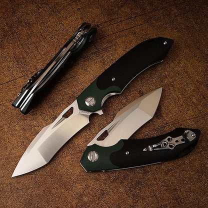 D2 Steel G10 Handle Folding Knife, Suitable for Outdoor Tactical Knife EDC, Survival, Climbing, Portable, Black
