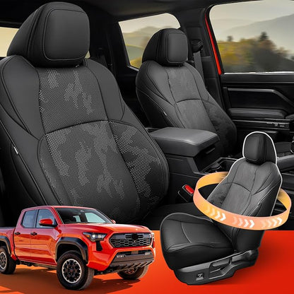 DiffCar® Seat Covers for Toyota Tacoma 2026 2025 2024 Double Cab(Gas Only), Full Set Faux Nappa Leather Truck Accessories for Tacoma 4th Gen, Car Seat Protectors Custom Fit for Tacoma Seat, Black Camo