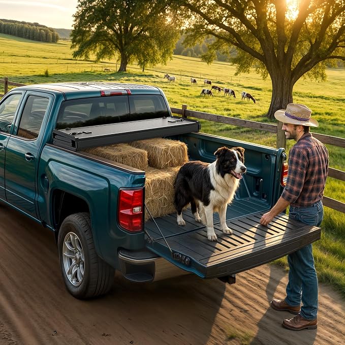 OEDRO Quad Fold Hard Truck Bed Tonneau Cover Fit for Chevy Silverado 1500 / GMC Sierra 1500 New Body Style 2019-2026 with 5.8ft Bed w/o Multi-Flex Tailgate, Black