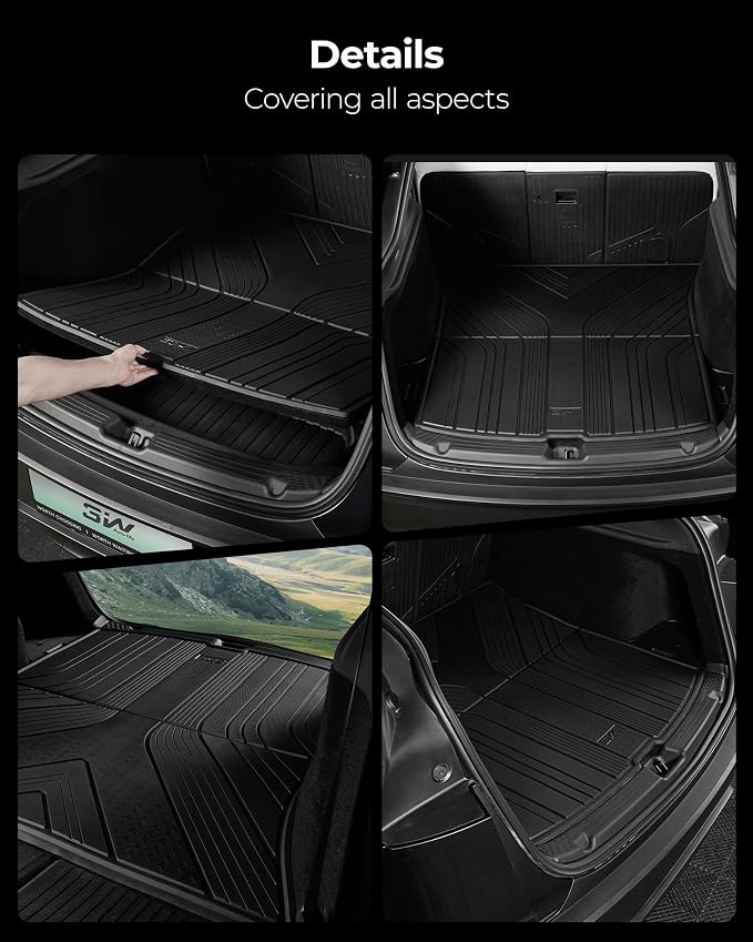 3W Cargo Liner Fit for Range Rover Sport 2014-2022,TPE All Weather Custom Fit Trunk Mat for Range Rover Sport Full Set Car Mats, Black