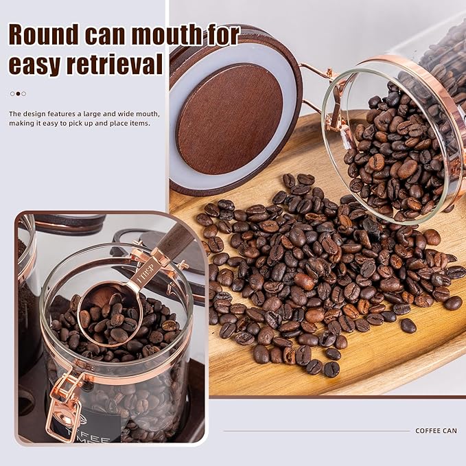Glass Coffee & Sugar Canister Set, 2×45OZ Airtight Glass Storage Jars