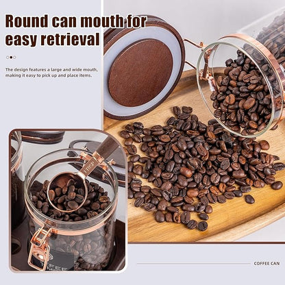 Glass Coffee & Sugar Canister Set, 2×45OZ Airtight Glass Storage Jars