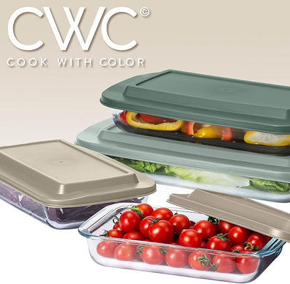 COOK WITH COLOR 8-Piece Deep Glass Baking Dish Set with Plastic Lids –