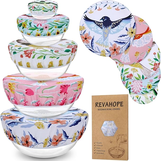 5-Size Reusable Beeswax Bowl Covers