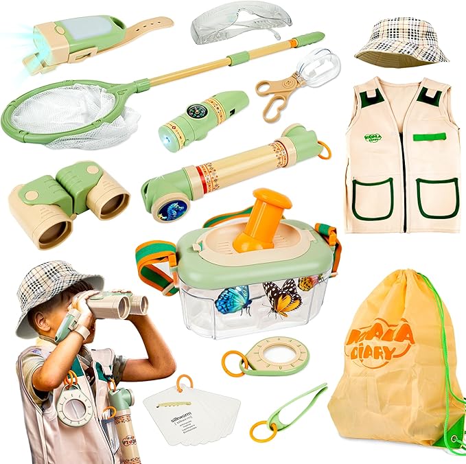 SMILESSKIDDO Kids Explorer Kit, 27 Pcs Outdoor Explorer Kit & Bug Catching Kits - Kid Nature Kits Outdoor Camping Adventure Toys for Kids 3+ Years Old