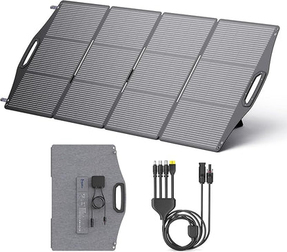 200W Solar Panel, BigBlue SolarPowa 200 Solar Panel Charger with Kickstand for Camping, IP68 Waterproof, Portable and Lightweight, 25% Solar Efficiency, DC5521/8020/7909/ XT60 Plug for Power Station