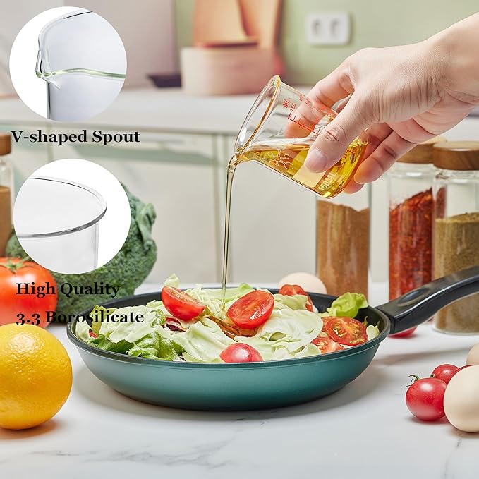3 Piece High Borosilicate Glasss Liquid Measuring Cups, Includes 150ml