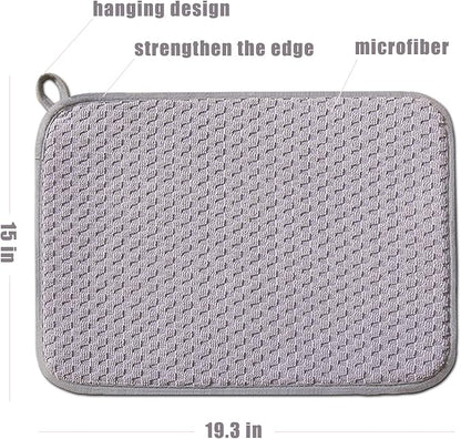 Dish Drying Mats for Kitchen Counter 2 Pack, Dish Drying Pads Absorbent