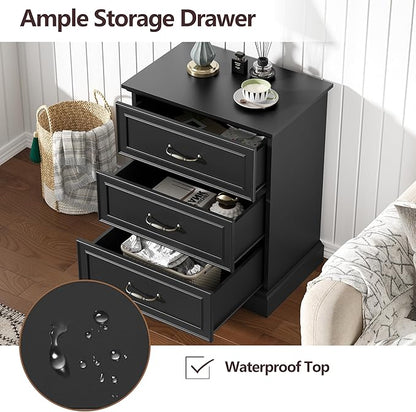 Nightstand Set of 2, Rustic Farmhouse Wood Small Dresser, Bedside Table