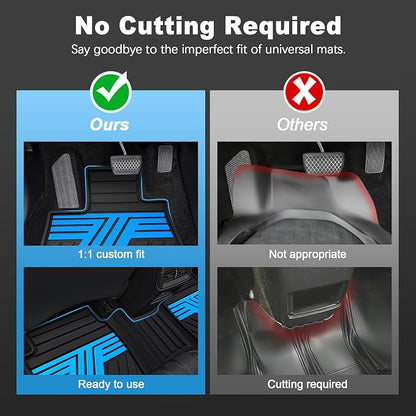 Floor Mats Fit for Honda HRV 2016 2017 2018 2019 2020 2021 2022, All Weather Custom Fit HR-V Rubber Floor Liner Accessories, 1st & 2nd Row, Black & Blue