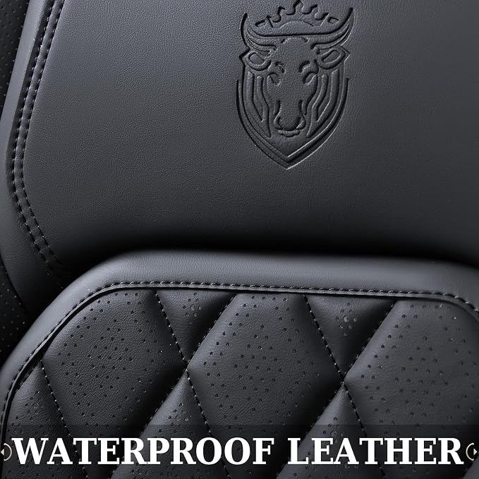 Coverado Car Seat Covers, Front Seat Cover, 2 Pack Waterproof Seat Covers for Cars, Luxury Faux Leather Car Seat Cushions, Car Seats Protectors, Black Car Seat Covers Universal Fit for Most Vehicles