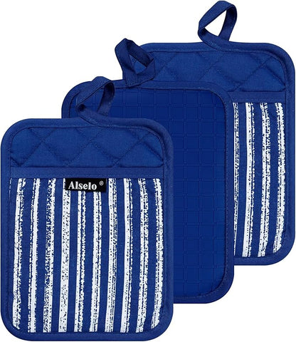 Alselo Silicone Pot Holders Set of 3 Heat Resistant & Non Slip Potholders