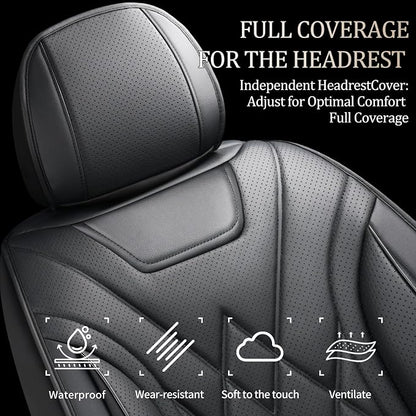 Car Seat Covers Compatible with Hyundai Tucson 2010-2026 - Waterproof & Breathable Luxury Leather All-Weather Seat Cushions Protectors, Airbag Compatible, Only 2 Front seat Covers (Black)