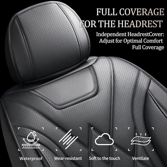Car Seat Covers Compatible with Hyundai Tucson 2010-2025 2026- Full Set 5 Seats Luxury Leather All-Weather Seat Cushions & Protectors, Waterproof & Breathable, Airbag Compatible (Black)