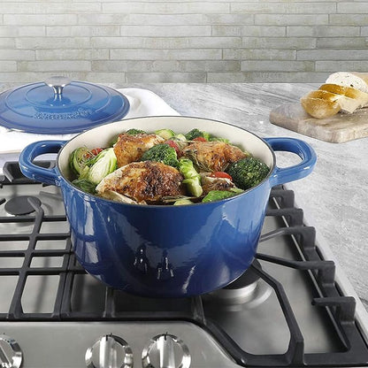 Crock-Pot Artisan 7-Quart Round Enameled Cast Iron Dutch Oven – Sapphire Blue