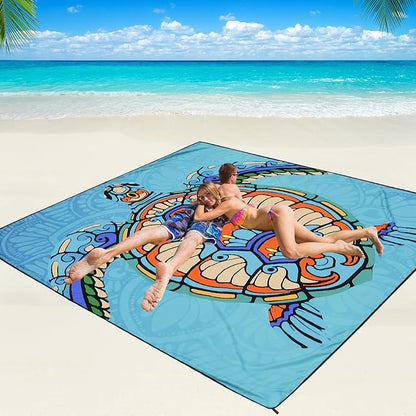 WIWIGO Beach Blanket Waterproof Sandproof Beach Mat 79" X 83"/10'x9'for 2-8