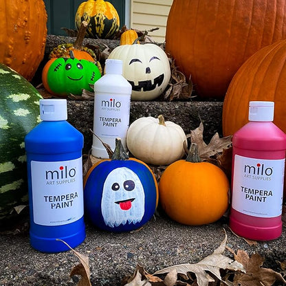 milo Washable Paint for Kids | 12 Colors 8 oz Bottles | Made in the USA | Safe and Non-Toxic Tempera Paint for Art & Craft, Poster, Window for Toddlers, Children, Classroom, School