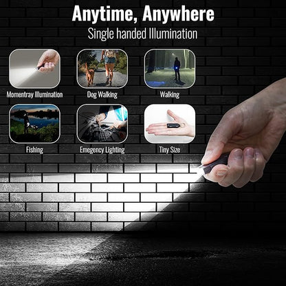 Rechargeable Keychain Flashlight, 120 Lumen Mini Flashlight, EDC Keychain Light, Flashlight Keychain, Small Flashlights.