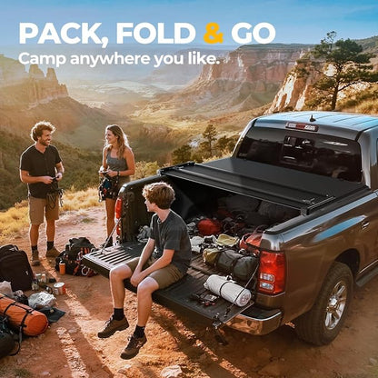 Auto Dynasty Soft Tri-Fold Truck Bed Tonneau Cover Compatible with 2015-2025 Ford F-150 5.5Ft/66Inch Fleetside Bed, Matte Black Soft Vinyl Top