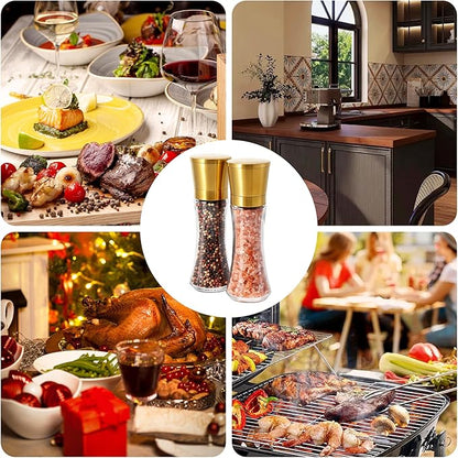 VEVOK CHEF Gold Salt and Pepper Grinder Mill Set Stainless Steel Pepper Shaker