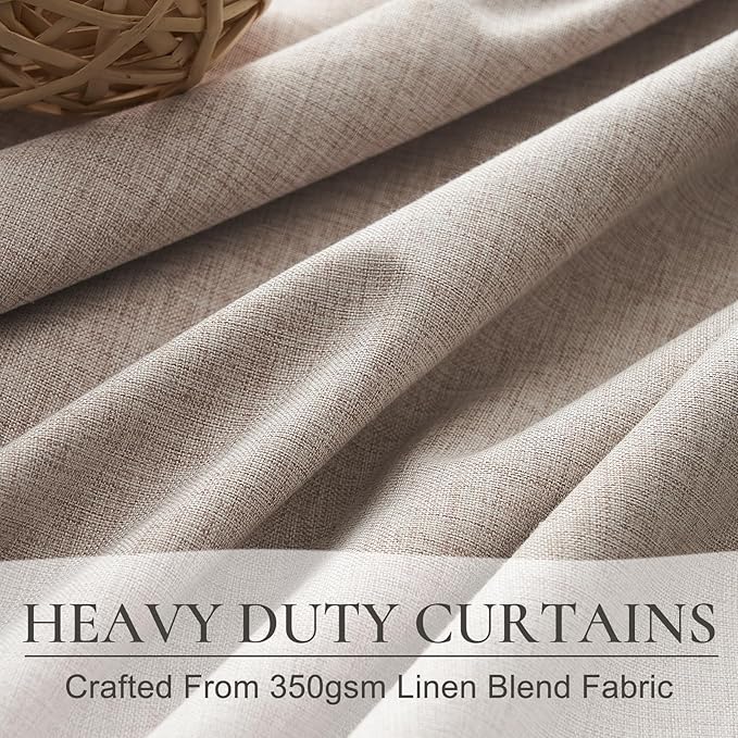 100 Inch Extra Wide Curtains Linen Farmhouse Insulated Thermal Draps