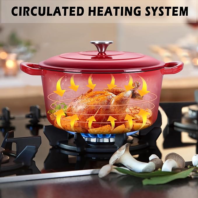 TeamFar 3qt Dutch Oven, Small Enameled Cast Iron Dutch Oven Pot