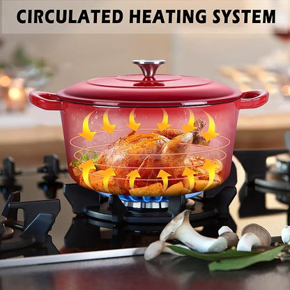 TeamFar 3qt Dutch Oven, Small Enameled Cast Iron Dutch Oven Pot