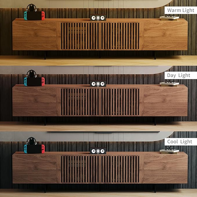 gaoyangjiaju 94.48" Mid-Century Modern TV Stand, Walnut Media Console