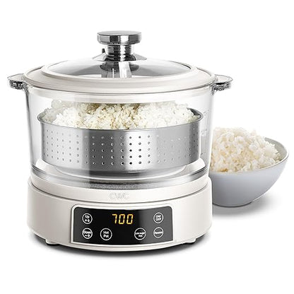 COOK WITH COLOR 3L Glass Mini Low Carb Rice Cooker – Holds 2 Cups Raw/Makes 6