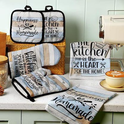 Sratte 6 Pcs Kitchen Decor Accessories Set Farmhouse Towels Pot Holders Oven