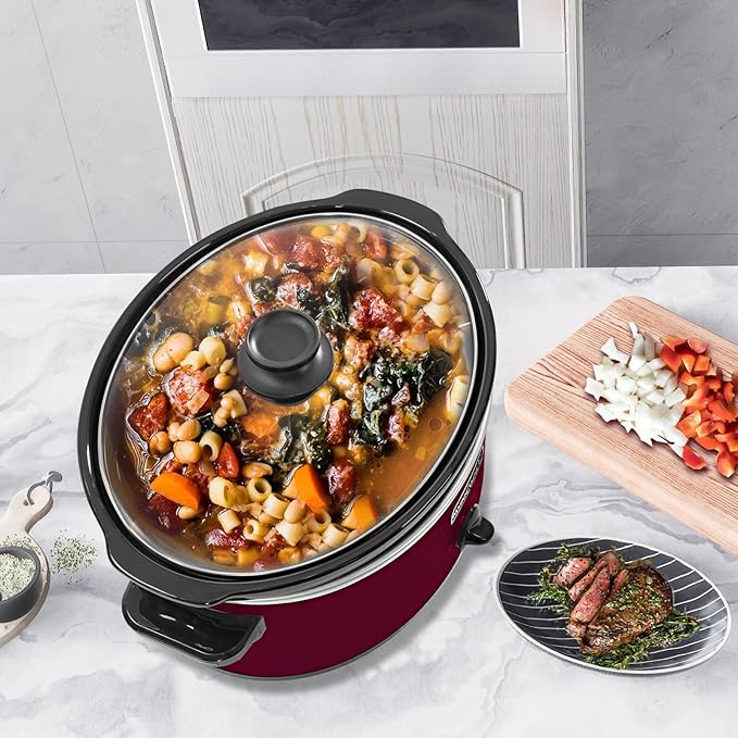 HOMECOOKIN 6 Quart Slow Cooker Oval Manual Pot Food Warmer