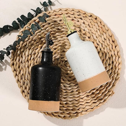 HOMCDALY Ceramic Olive Oil Dispenser Bottle, 16oz Oil Dispenser Bottle