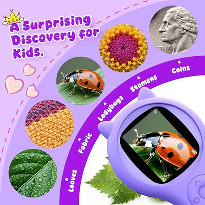 Microscope for Kids - Mini Pocket Handheld Microscope for Toddlers-STEM Educational Science Kit Toys for Christmas Birthday Gifts Toys for 5 6 7 8 9 10 11 12 Year Old Girls（Purple）