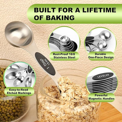 Magnetic Measuring Spoons Set Stainless Steel