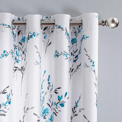MYSKY HOME Floral Curtains for Living Room Thermal Insulated Light Blocking