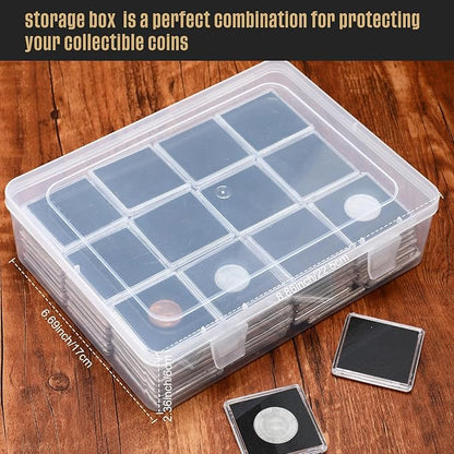 Vicenpal 50 Pcs Silver Dollar Coin Holder Clear Coin Capsules with Foam Gasket Acrylic Organizer Morgan Dollar Collection Case Display Box Plastic Storage Protectors 20/25/30/35/40mm