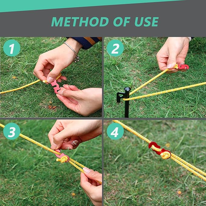 30Pcs Guyline Tensioner Aluminum Alloy Guy Line Cord Adjusters Tent Rope Tensioners Paracord Tensioner for Outdoor Tent Camping Hiking Accessories