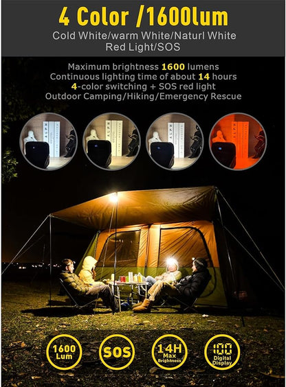 20000mAh Rechargeable LED Camping Lantern - 1600LM, QC3.0 22.5W, 4 - Color Switch, IPX5 Waterproof - Perfect for Camping, Hiking & Emergency Situations(Green)