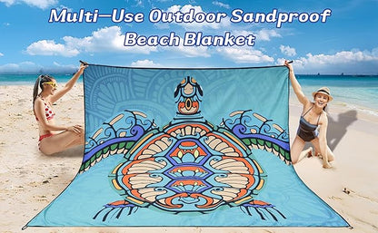 WIWIGO Beach Blanket Waterproof Sandproof Beach Mat 79" X 83"/10'x9'for 2-8