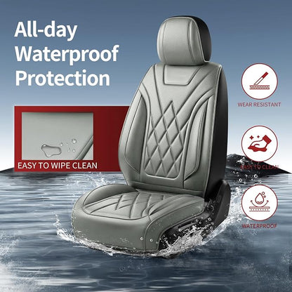 Car Seat Covers Compatible with Hyundai Accent 2017-2025 2026 - Full Set 5 Seats Luxury Leather All-Weather Seat Cushions & Protectors, Waterproof & Breathable, Airbag Compatible (Gray)