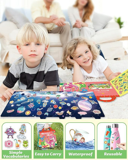 Reusable Sticker Book for Toddlers 2-4 Years, Stickers for Kids, Toddler Sticker Book Ages 1-3, Toddler Craft Activities, Toddlers Travel Toys Ages 2+ Boy Girl Birthday Gifts