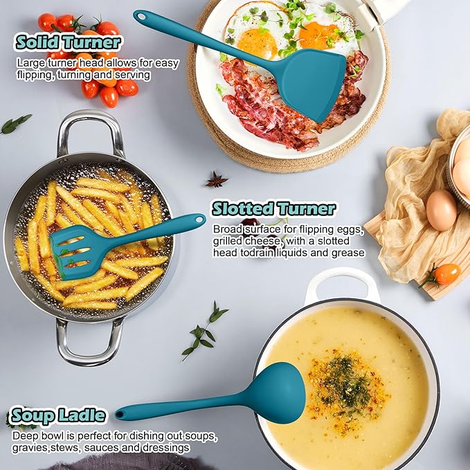 Homikit Silicone Cooking Utensils Set, 15-Piece Nonstick and Heat Resistant