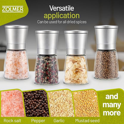 ZOLMER® Premium Stainless Steel Salt and Pepper Grinder Set | Adjustable
