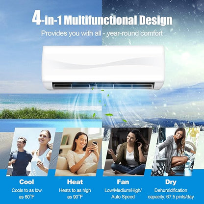 RELAX4LIFE Mini Split Ac/Heating System, 18000 BTU Ductless Mini Split Air