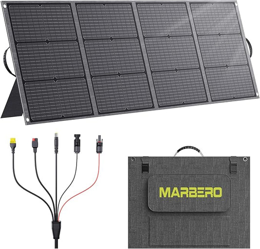 MARBERO 200W Portable Solar Panel for Power Station & DC Devices 200 Watt Foldable Solar Charger >23% High Efficiency IP68 Waterproof Compatible with Solar Generator for Camping RV Outdoor Cloudy