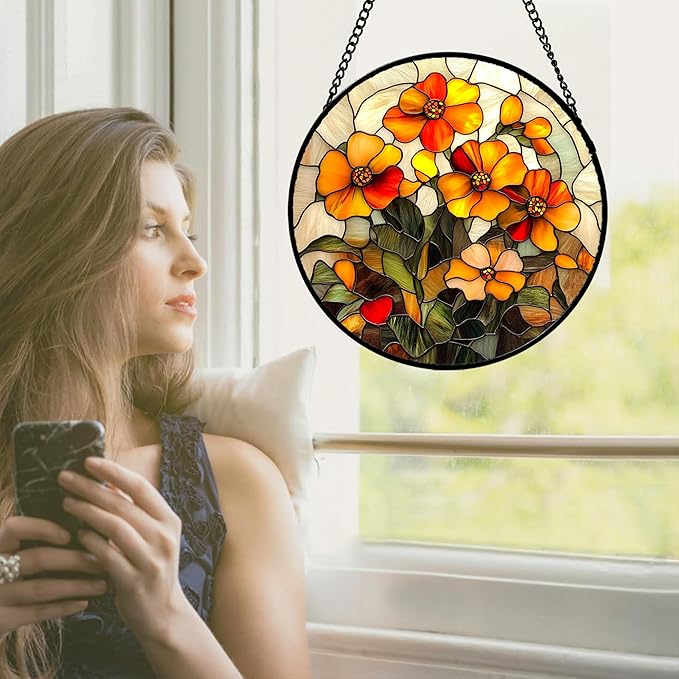 CRISGIF Stained Glass Window Hanging