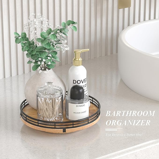 9" Oak Wood Lazy Susan Turntable Organizer